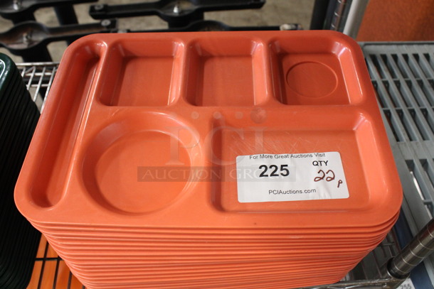 22 Orange Poly 6 Compartment Food Trays. 14x10x1. 22 Times Your Bid!