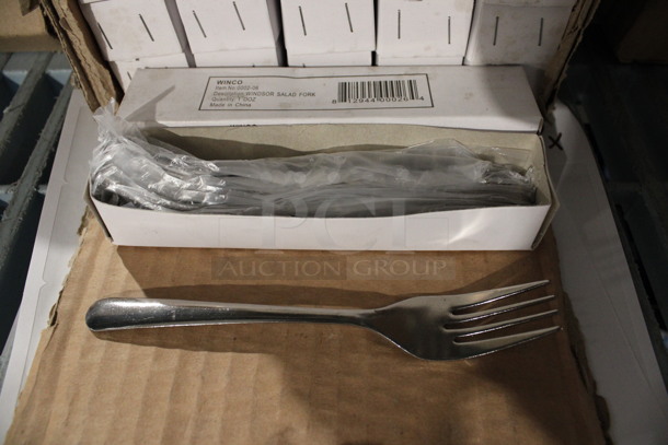 60 BRAND NEW IN BOX! Winco 0002-06 Metal Windsor Salad Forks. 6.25". 60 Times Your Bid!