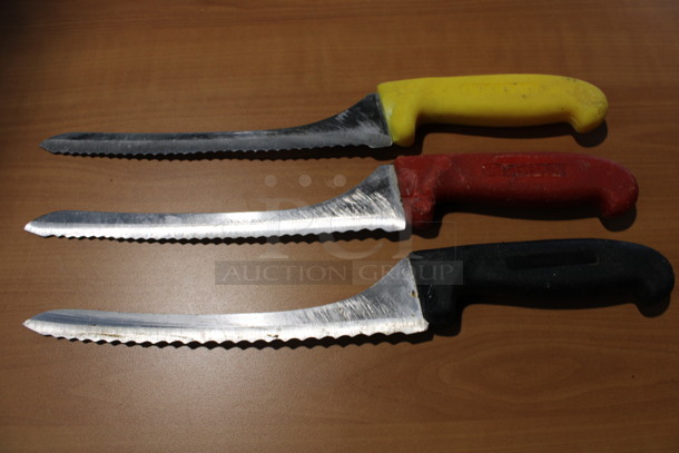 3 Sharpened Stainless Steel Serrated Knives. 14". 3 Times Your Bid!