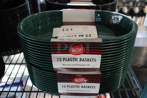 24 BRAND NEW! Tablecraft Green Poly Food Baskets. 10.5x7x1.5. 24 Times Your Bid!