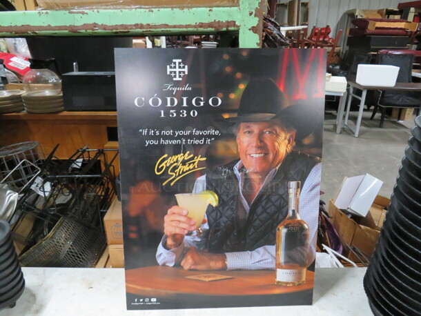 One  George Strait Codigo Tequila 1530 Tin Sign. 18X4