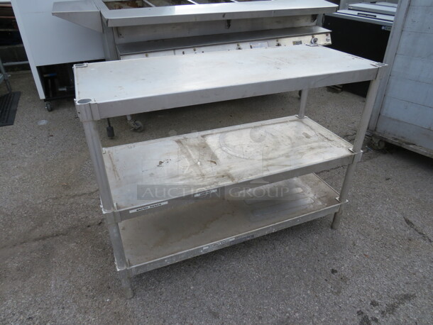 One Aluminum Shelving With 3 Shelves. 48X20X36
