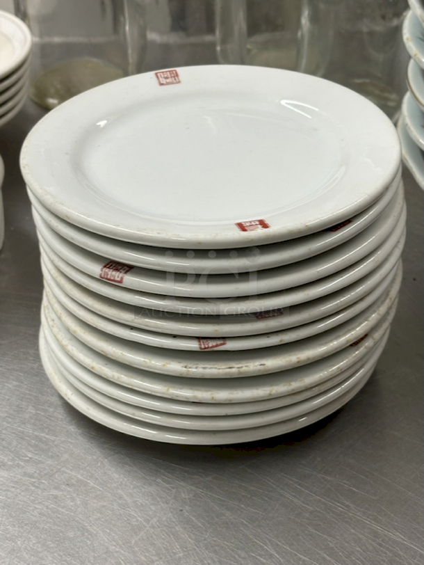 Stack of 7" White China Plates. 11x Your Bid