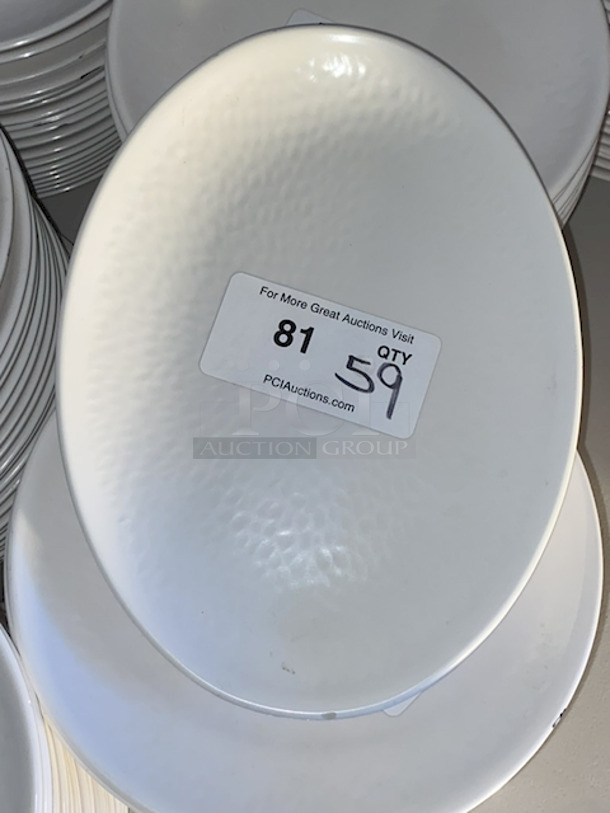 NICE! World Bell White Melamine Textured 12" Oval Plates. 59x Your Bid