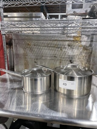 ALL ONE MONEY! Winco Commercial Stainless Steel Saucepans! With Lids!