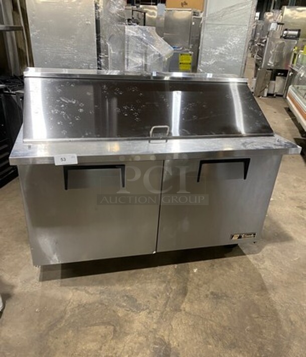 True Commercial Refrigerated Sandwich Prep Table! With 2 Door Underneath Storage Space! All Stainless Steel! On Casters! Model: TSSU6024MBST SN: 8016022 115V 60HZ 1 Phase
