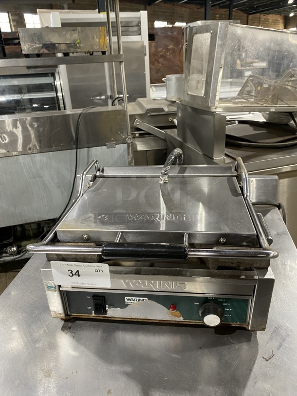 Waring Commercial Countertop Panini/Sandwich Tostado Supremo Grill! All Stainless Steel! Eletric Powered! Press With Flat Surface! Model: WFG250 120V - Item #1127243
