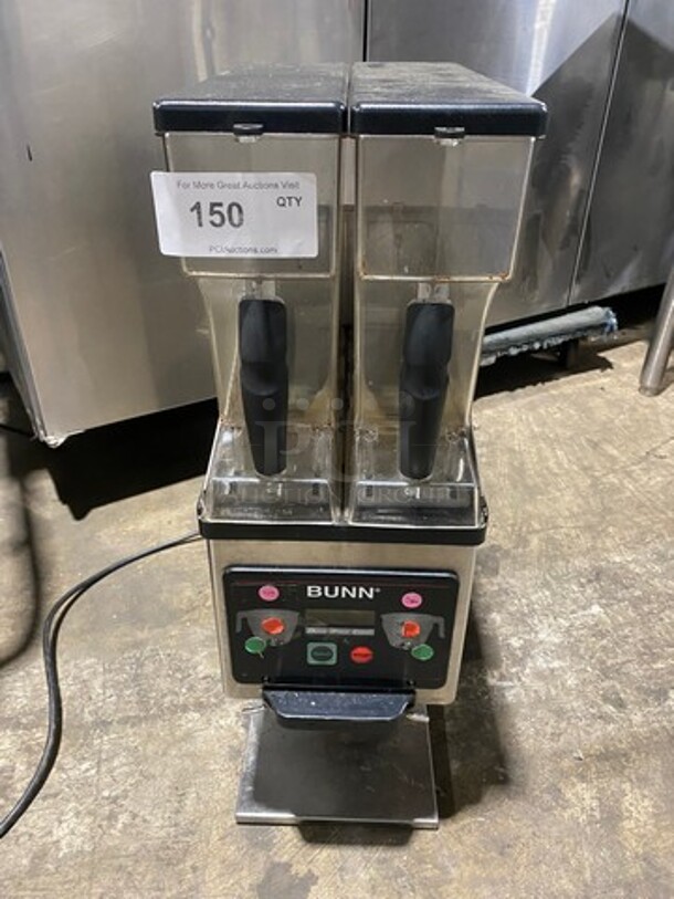 Bunn Commercial Countertop Dual Coffee Bean Grinder Machine! Stainless Steel Body! Model: MHG SN: MHG0007173 120V 60HZ 1 Phase