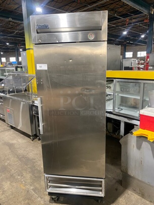 True Commercial Single Door Reach In Freezer! With Poly Coated Racks! All Stainless Steel! On Casters! Model: T19FZ SN: 12569776 115V 60HZ 1 Phase