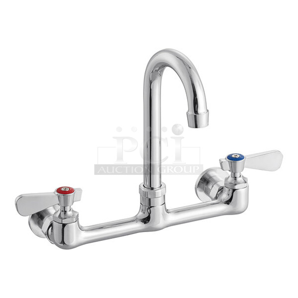 BRAND NEW SCRATCH AND DENT! Regency 600FW84G Wall Mount Faucet with 3 1/2" Swivel Gooseneck Spout and 8" Centers
