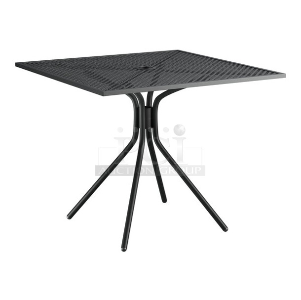 2 BRAND NEW SCRATCH AND DENT! Lancaster Table & Seating 427CMSM3636B Harbor Black 36" Square Outdoor Standard Height Table with Modern Legs. 2 Times Your Bid!