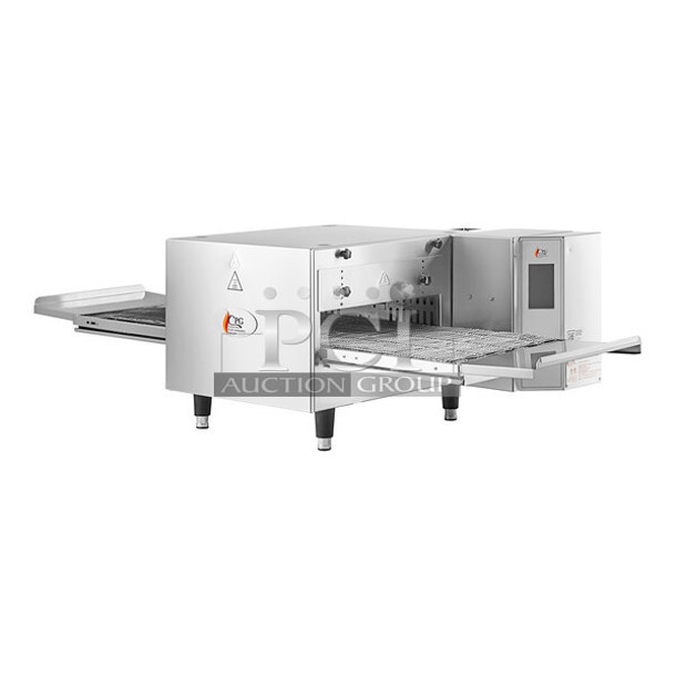 BRAND NEW SCRATCH AND DENT! Cooking Performance Group CPG 351ICOED Stainless Steel Commercial Countertop Electric Powered Impinger Conveyor Pizza Oven with 50" Belt. 240 Volts, 1/3 Phase. Tested and Working!