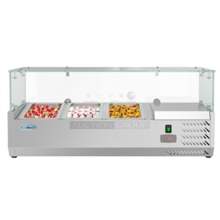 BRAND NEW SCRATCH & DENT! Koolmore KM-SR60-WH 60 in. Glass Sushi Countertop Display Refrigerator with 6 Stainless Steel Trays in White. IN THE BOX!! 