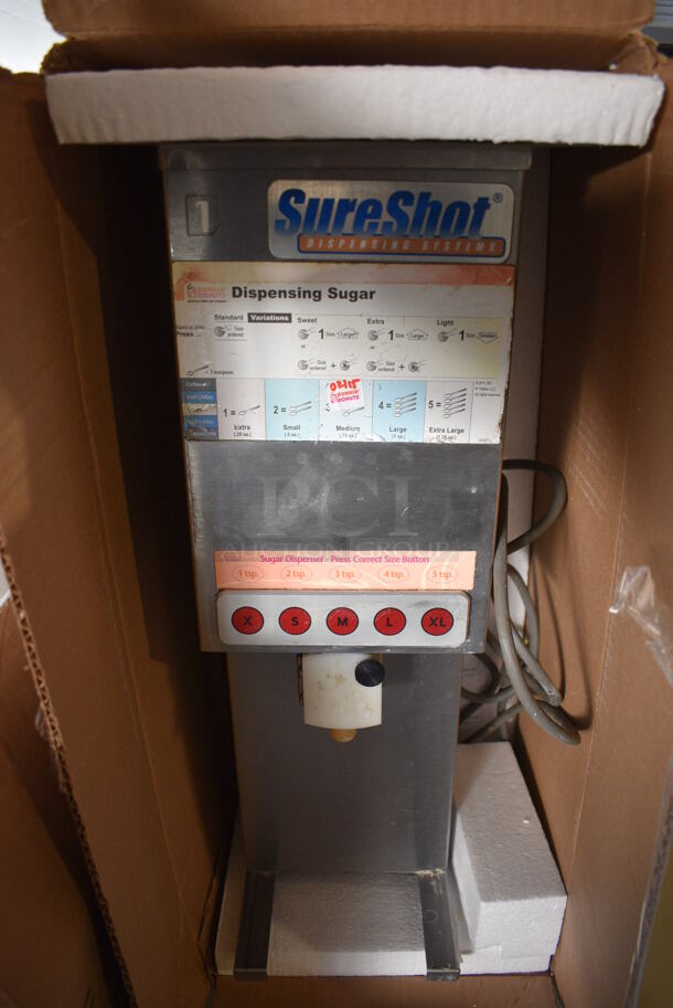 Sure Shot Model AC6.E Stainless Steel Commercial Countertop Sugar Dispenser. 120 Volts, 1 Phase. 7x12x23