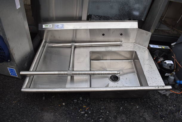 Regency Stainless Steel Commercial Single Bay Left Side Dirty Side Dishwasher Table. Comes w/ Legs. 48x30x18. Bay 20x20x6. Drain Board 26x20x1