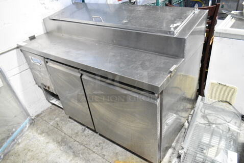 2023 Avantco 178SSPPT260 Stainless Steel Commercial Pizza Prep Table on Commercial Casters. 115 Volts, 1 Phase. Tested and Working!