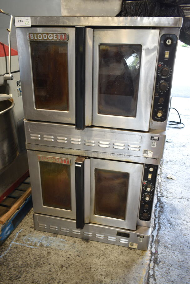 2 Blodgett Stainless Steel Commercial Natural Gas Powered Full Size Convection Oven w/ View Through Doors, Metal Oven Racks and Thermostatic Controls. 2 Times Your Bid!