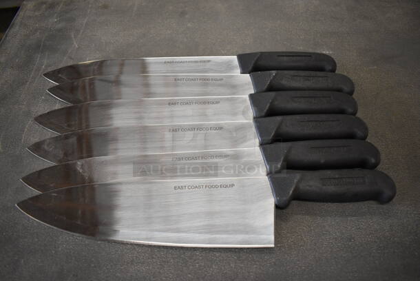 6 Sharpened Stainless Steel Chef Knives. 15". 6 Times Your Bid!