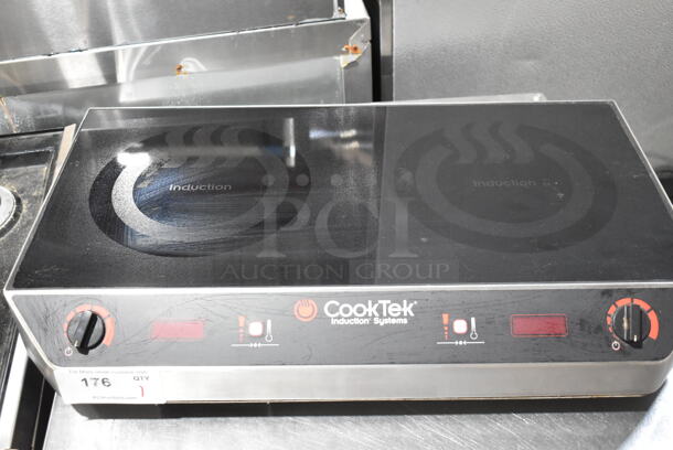 2017 CookTek MC2502S Stainless Steel Commercial Countertop Electric Powered 2 Burner Induction Range. 200-240 Volts, 1 Phase. 