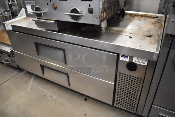 2013 True TRCB-52 Stainless Steel Commercial 2 Drawer Chef Base on Commercial Casters. 115 Volts, 1 Phase. 52x32x25. Tested and Working!