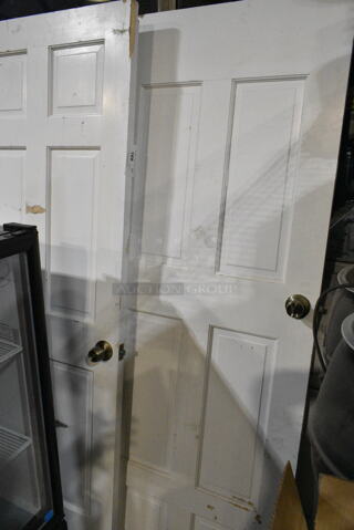 2 White Doors w/ Doorknobs. 2 Times Your Bid!