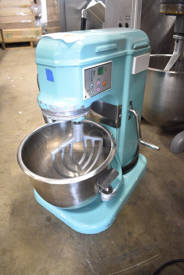 Metal Commercial Countertop Planetary Dough Mixer w/ Metal Mixing Bowl, Paddle Attachment and Water Line with a Throw Valve. Tested and Working!