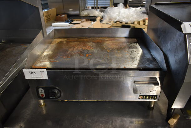 Anvil FTA 8024 Stainless Steel Commercial Countertop Electric Powered Flat Top Griddle. 220 Volts, 1 Phase. 