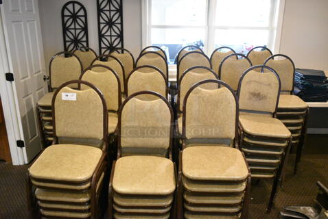 110 Brown Metal Stackable Banquet Chair. 110 Times Your Bid! (secondary dining room) 