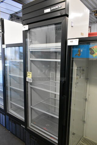 2019 Habco SE18 Metal Commercial Single Door Reach In Cooler Merchandiser w/ Poly Coated Racks. 115 Volts, 1 Phase. 