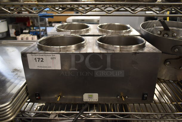 Server TWIN FS Stainless Steel Commercial Countertop 2 Well Food Warmer. 120 Volts, 1 Phase. Tested and Working!