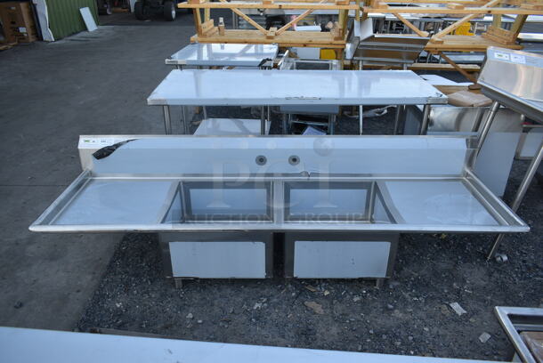 BRAND NEW SCRATCH AND DENT! Regency 600S22323224 Stainless Steel 2 Bay Sink w/ Dual Drain Boards. No Legs. Bays 23x23. Drain Boards 22.5x25