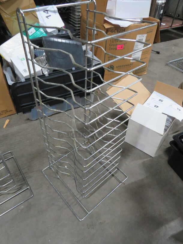 One Stainless Steel Pizza Pan Rack. 12X12X27