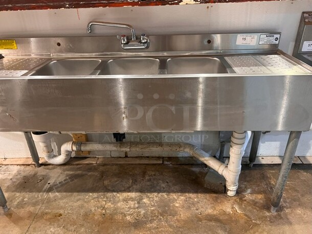 3-Bay Stainless Dish Sink. Spray Nozzle NOT Included 
90" Long

**LABOR FOR REMOVAL ADDITIONAL FEE, CONTACT MISSOURI DIVISION FOR LABOR QUOTE OR ADDITIONAL QUESTIONS. 