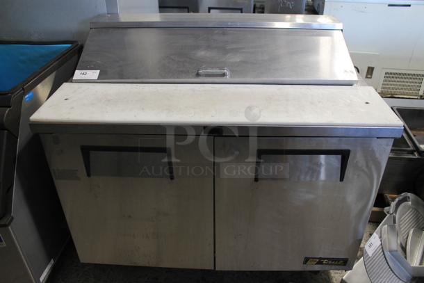 2012 True TSSU-48-12 Stainless Steel Commercial Sandwich Salad Prep Table Bain Marie Mega Top on Commercial Casters. 115 Volts, 1 Phase. Tested and Powers On But Does Not Get Cold