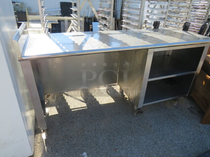 One Stainless Steel Table With 2 SS Under Shelves, And Left Side Splash. 72X24X41