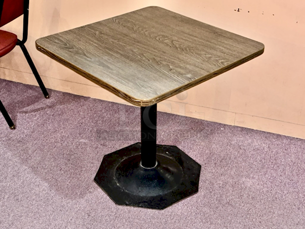 OUTSTANDING! 36" Square Table With Weighted Octagon Base. 36x36x39