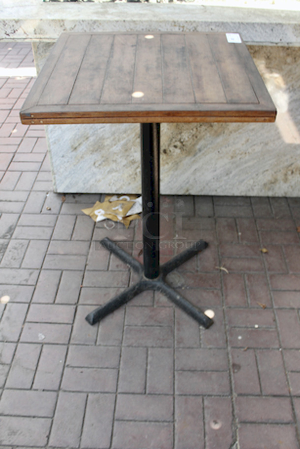 HIGH QUALITY! Bar Height, 1-1/2" Thick Wood Table Top With Heavy Round Metal Base, Perfect For Outdoor or Indoor Use. 28x28x43