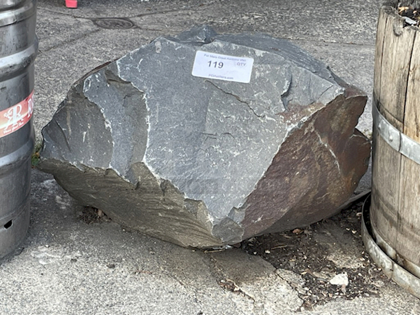 Decorative Stone. *1/2 Barrel Steel Keg and 1/2 Wood Barrel For Size Comparison Comparison
