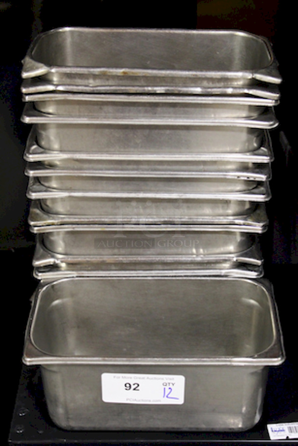 Set of 18 Stainless Steel 1/3 Pans, 6" Deep. 12x Your Bid.