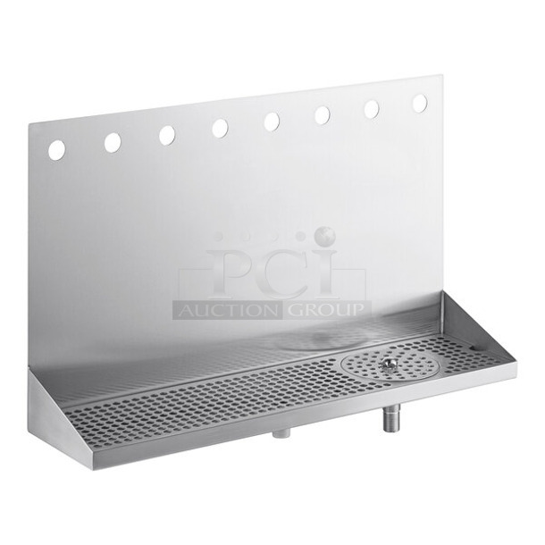 Regency 600BDW24148R 24" x 14" Stainless Steel 8 Faucet Wall Mount Drip Tray with Rinser