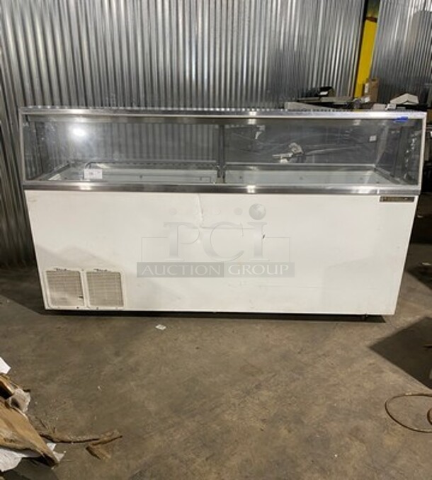 True Commercial Ice Cream Dipping Cabinet Merchandiser! With Sneeze Guard! With Flip Access Doors! Model: TDC87 SN: 8866415 115V 60HZ 1 Phase