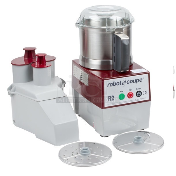 BRAND NEW SCRATCH AND DENT! Robot Coupe R2N Combination Food Processor with 3 Qt. / 3 Liter Stainless Steel Bowl, Continuous Feed & 2 Discs. 120 Volts, 1 Phase. Tested and Working!