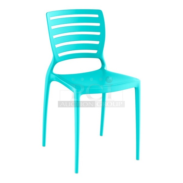 8 BRAND NEW SCRATCH AND DENT! Lancaster Table & Seating 92237/070 Sol Teal Resin Side Chair. 8 Times Your Bid!