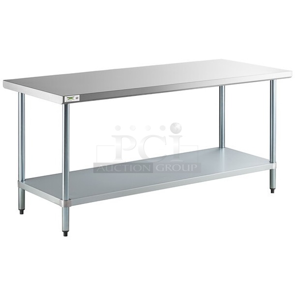 BRAND NEW SCRATCH AND DENT! Regency 600T3072G 30" x 72" 18-Gauge 304 Stainless Steel Commercial Work Table with Galvanized Legs and Undershelf
