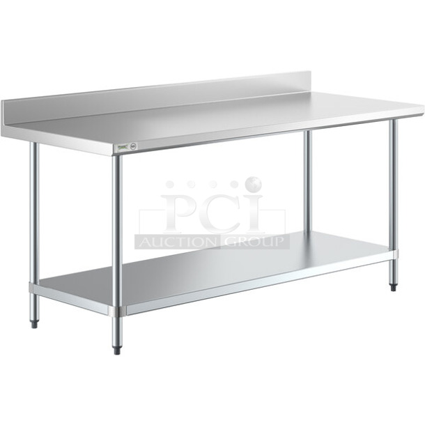 BRAND NEW SCRATCH AND DENT! Regency 600TB3072G Commercial 30" x 72" 18-Gauge 304 Stainless Steel Commercial Work Table with 4" Backsplash and Galvanized Undershelf