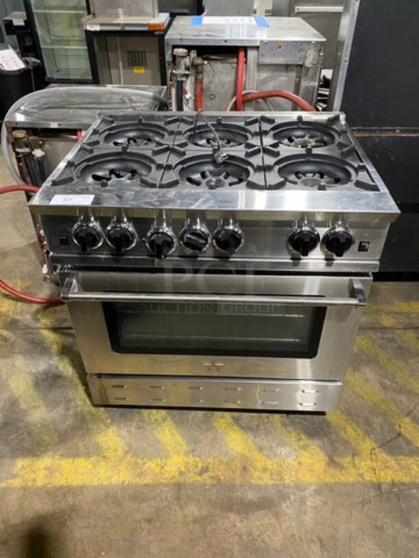 Commercial Natural Gas Powered 6 Burner Stove! With Oven Underneath! All Stainless Steel!