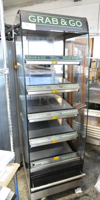 Fri-jado MD25-5 SB Stainless Steel Commercial Open Grab N Go Merchandiser w/ Metal Shelves on Commercial Casters. 208 Volts, 1 Phase.