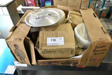 ALL ONE MONEY! Lot of Various Items Including Metal Lid and Ceramic Dishes. 