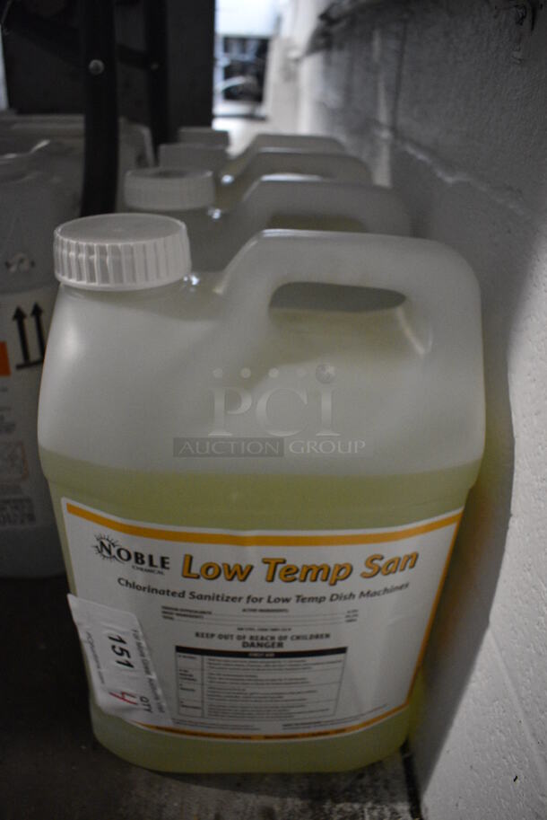 4 Noble Low Temp Chlorinated Sanitizer Jugs. 6x9x15. 4 Times Your Bid!