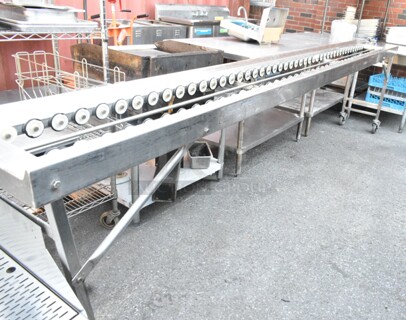 Metal Rolling Conveyor Frame on Commercial Casters. 